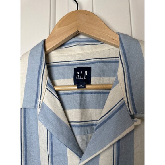 Gap Blue & White Striped Short Sleeve Button-Up Shirt Size XL, NEW - Picture 7 of 10